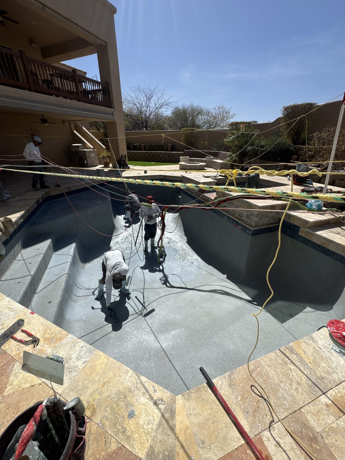 Caribbean mini pebble resurfacing pebble work stage