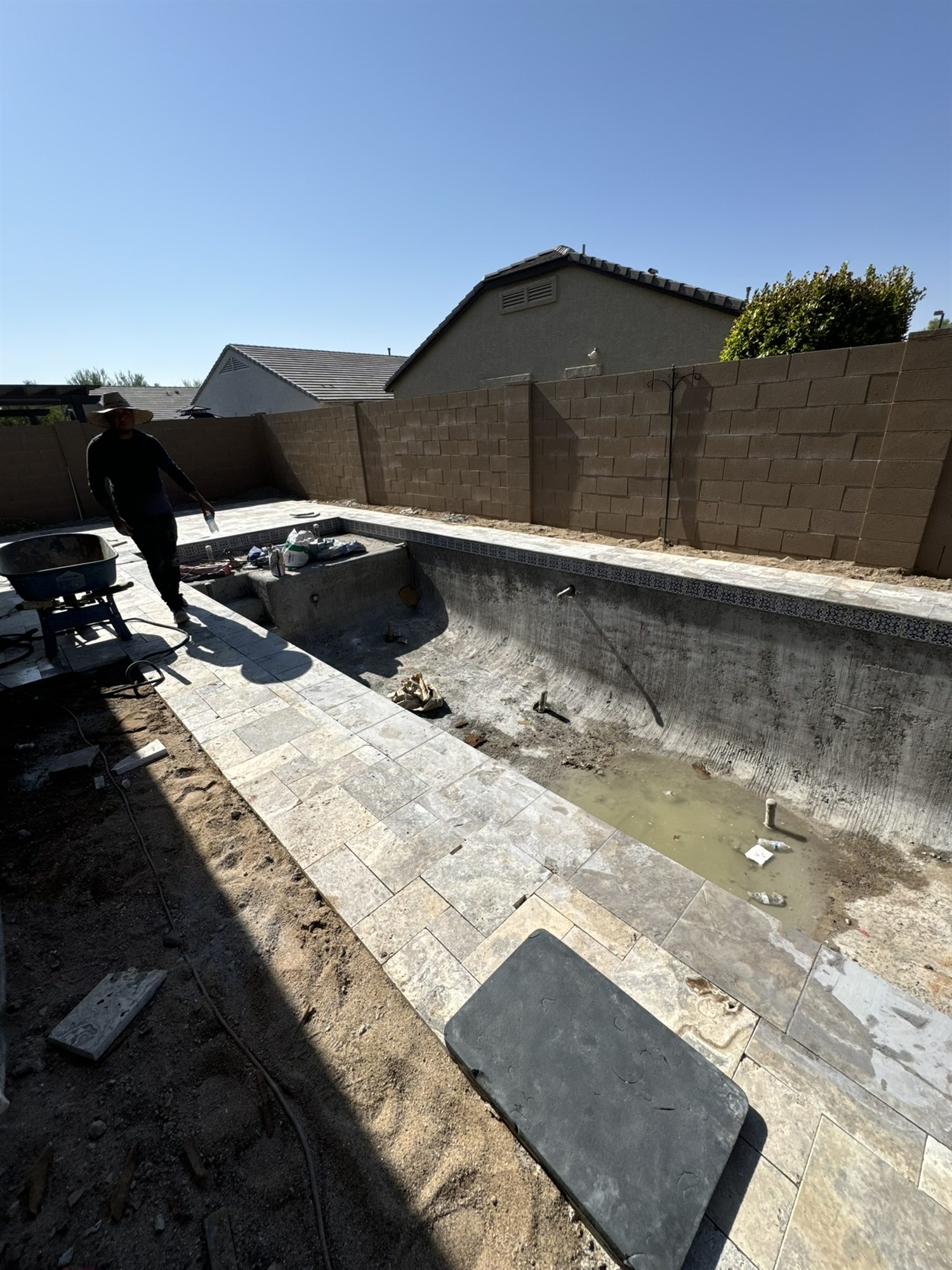 Pool, spa & travertine transformation during