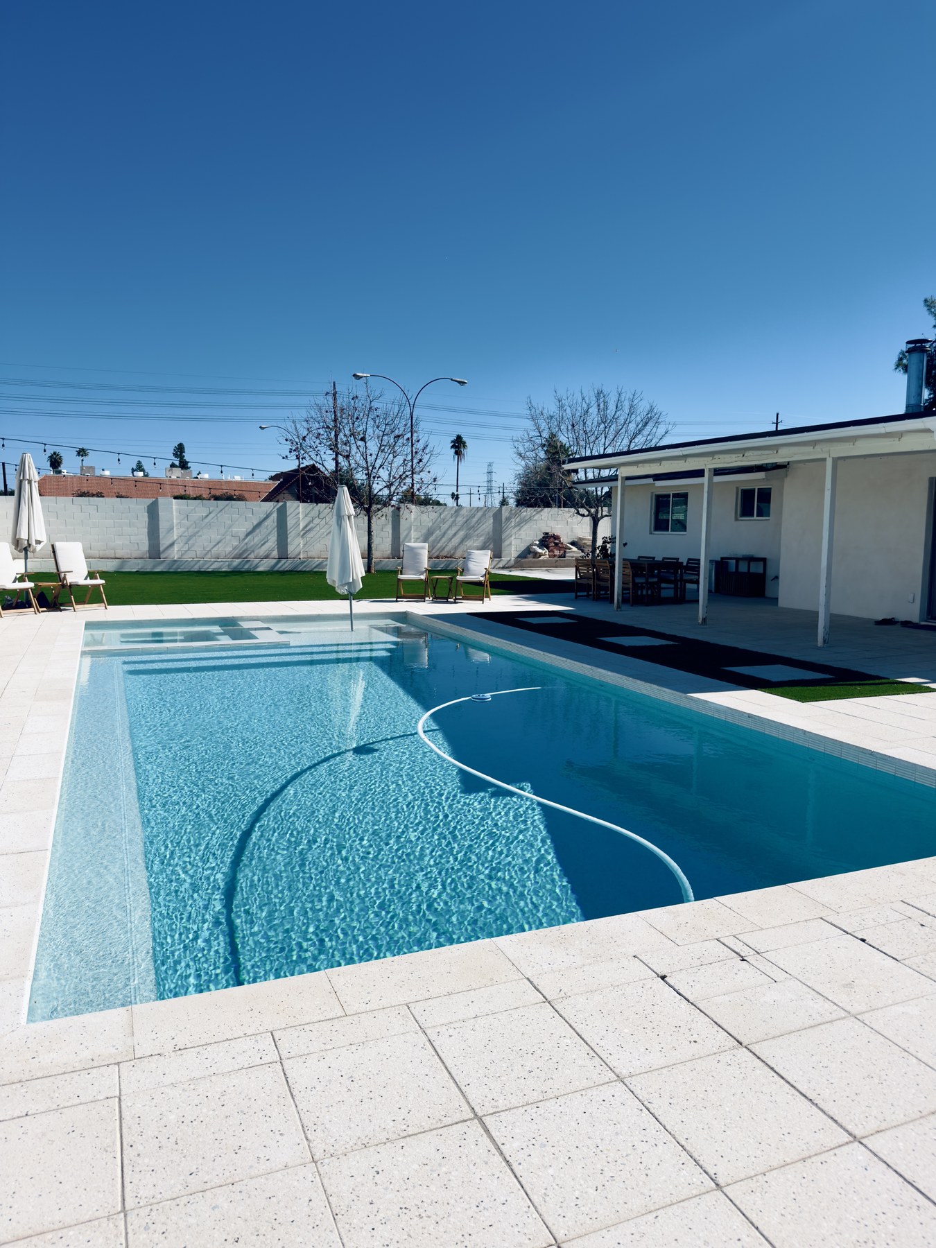 White mini pebble — new pool finish completed finish